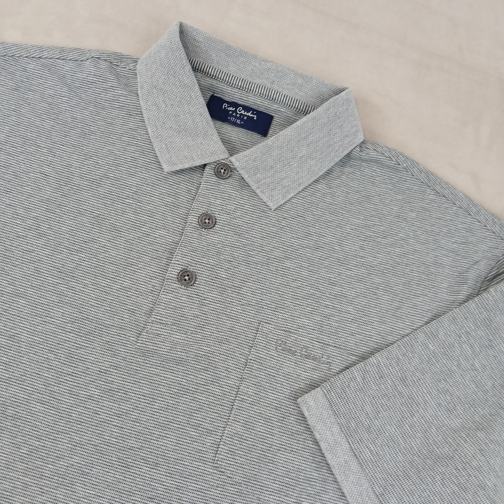 Pierre Cardin 17 XL Mens Polo Shirt Knit Gray 22x28 Modern‎ Embroidered